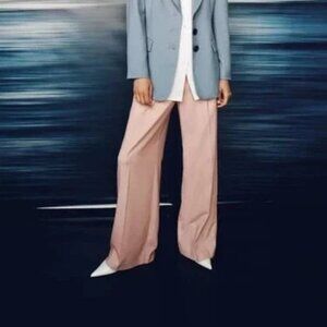 ZARA Dusty Pink NWT Wide Leg Trousers Slack Pants Women's XL